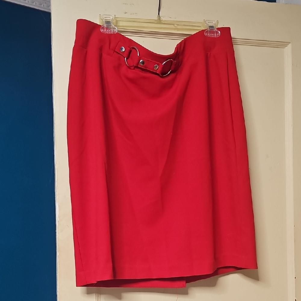 NYCC Vibrant Red Skirt with Grommet Detail